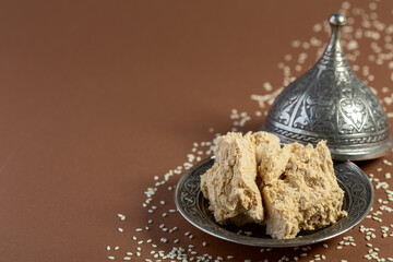 Tahini halvah is a traditional oriental sweet.