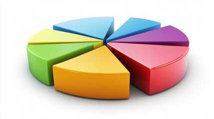 Obraz premium A colorful financial pie chart showing market shares, with labeled sections representing stocks, bonds, and investments, displayed on a white background with clean lines.
