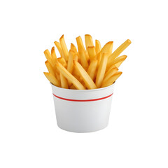 french fries in a white paper container png background