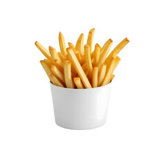 french fries in a white paper container png background