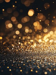 A dazzling golden glitter background with shimmering sparkles. This abstract image evokes feelings of luxury, celebration, and joy.