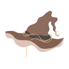 Vintage illustration for Halloween. A hand-drawn sketch of a witch hat. Halloween flat element