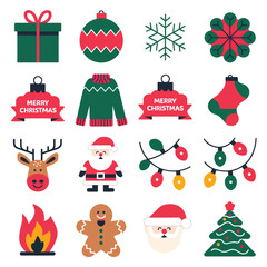 Fototapeta premium vector illustration colorful Christmas icons items frame and decoration with gifts accessories 