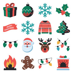 vector illustration colorful Christmas icons items frame and decoration with gifts accessories
