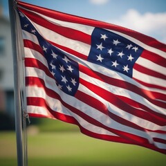Vividly Captured American Flag Fabric in Motion