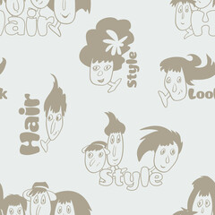 Seamless background with funny faces of anthropomorphic creatures. Humorous characters with different emotions