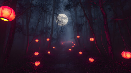 Fototapeta premium Creepy Forest Path,generative ai