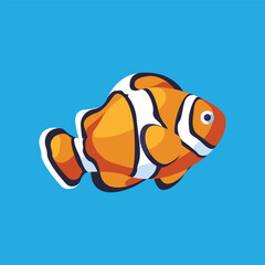 Fototapeta premium Cartoon clownfish illustration with bold orange and white stripes