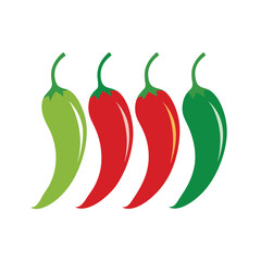 Set of red and green chilis vector, spicy chilis vector design.