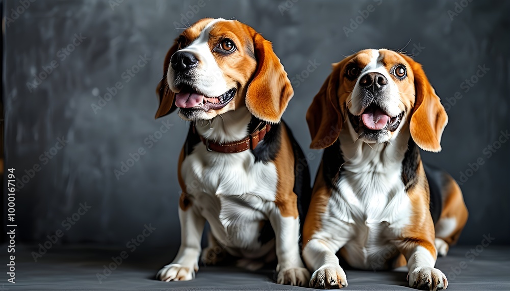 Wall mural Joyful Beagle Portrait in a Studio Setting