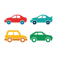  Car set illustration, flat car icon design.