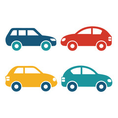  Car set illustration, flat car icon design.