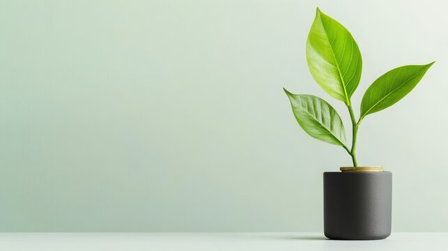 A small plant in a pot symbolizes growth, new beginnings, potential, and perseverance. It represents the journey from a seed to something bigger and more fulfilling.