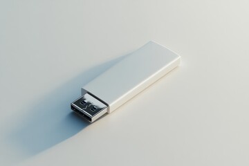 White USB Flash Drive on a White Background