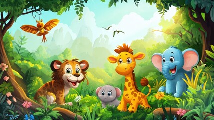 cartoon animal isolate background