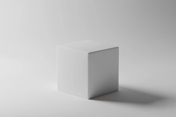 A White Cube with a Shadow on a White Surface