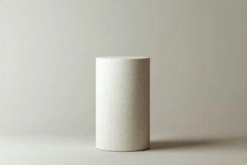 White Cylindrical Pedestal on a Light Grey Background