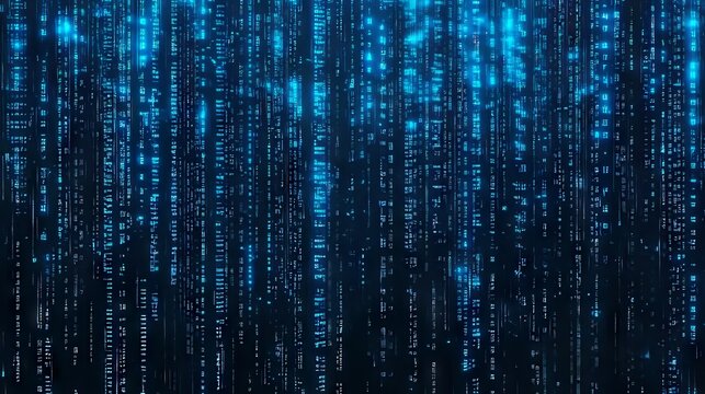 A blue background with a lot of binary code on it
