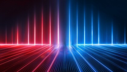 Fototapeta premium Neon lights. Light colorful blue and red neon lights over dark background