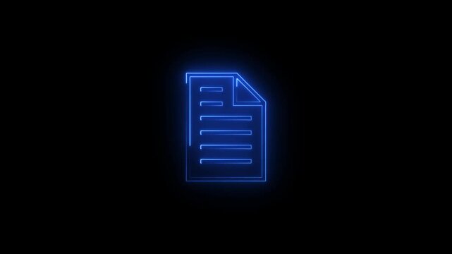 .Glowing neon file icon. Documents file icon.