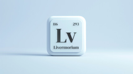A simple icon of the chemical element Livermorium on a white background from the periodic table elements.