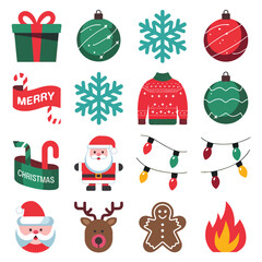 Fototapeta premium vector illustration colorful Christmas icons items frame and decoration with gifts accessories 