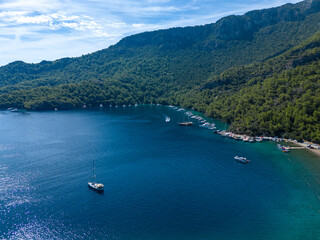 Obraz premium Bay Sarsala in Mugla, Turkey. View from The Bird's-eye View
