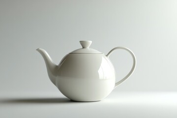 White Porcelain Teapot on a Plain White Background