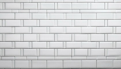 Naklejka premium White light brick subway tiles ceramic wall texture wide tile background banner panorama, seamless pattern Generative AI