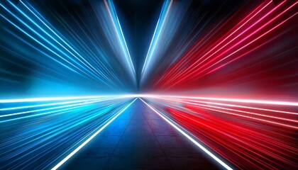 white Neon lights. Light colorful blue and red neon lights over dark background