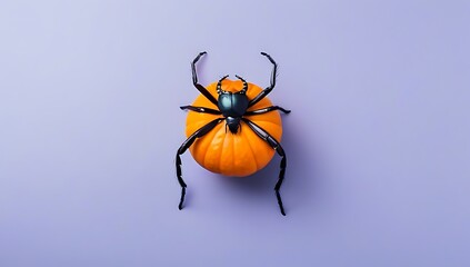 A creative Halloween Day composition featuring spiders, flies, and beetles, capturing the essence of holiday celebration.