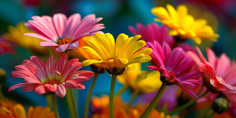 Elegant Colorful Flowers in Vase Background