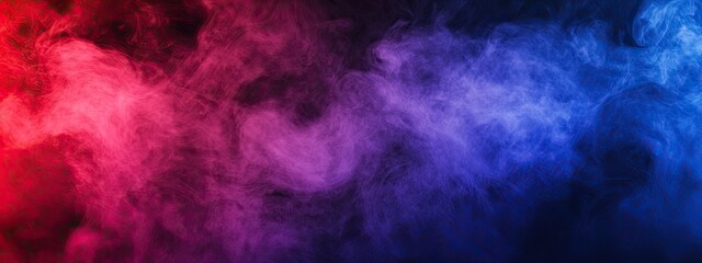 Dramatic smoke and fog in contrasting vivid red, blue, and purple colors.