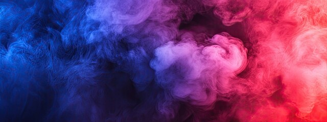 Fototapeta premium Dramatic smoke and fog in contrasting vivid red, blue, and purple colors.