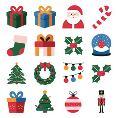 vector illustration colorful Christmas icons items frame and decoration with gifts accessories
