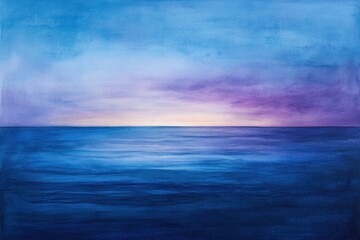 Obraz premium Abstract Watercolor Painting of a Blue Ocean Horizon and Purple Sky