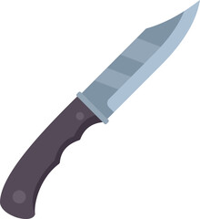 Sharp hunting knife with a wooden handle is pointing up and right