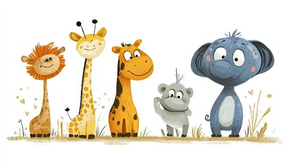 Obraz premium Funny kids animals illustration