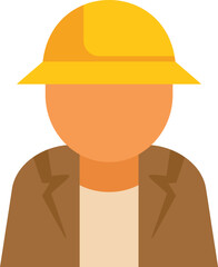 Simple and colorful vector illustration of a construction worker wearing a yellow hard hat