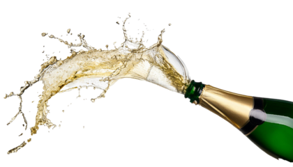 Sekt Splash, isoliert auf weißen Hintergrund, Freisteller 