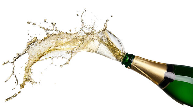Sekt Splash, isoliert auf wei&szlig;en Hintergrund, Freisteller 