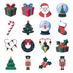 vector illustration colorful Christmas icons items frame and decoration with gifts accessories
