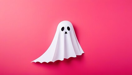 halloween crafts paper ghost pink paper background copy space text halloween concept