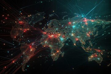 Fototapeta premium Global Network of Interconnected Cities and Lines