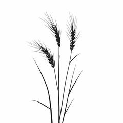 Black and White Wheat Stalks Minimalist Illustration