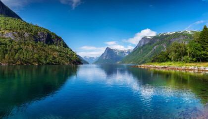 Fototapeta premium Serene Fjord in Norwegian Summer