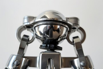 Obraz premium closeup of a tripod with a screw in it on a grey background