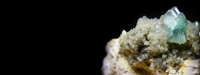 Vaesite is rare precious natural geological stone on gradient background in low key, isolate. AI generated.