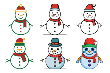 Santa Snowman Christmas Vector Illustration - Cartoon, Clipart, and Line Art Design. Festive Santa and snowman Christmas vector illustration, perfect for holiday decor and designs.