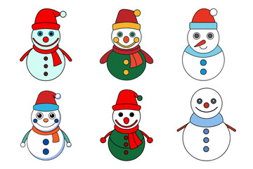 Santa Snowman Christmas Vector Illustration - Cartoon, Clipart, and Line Art Design. Festive Santa and snowman Christmas vector illustration, perfect for holiday decor and designs.